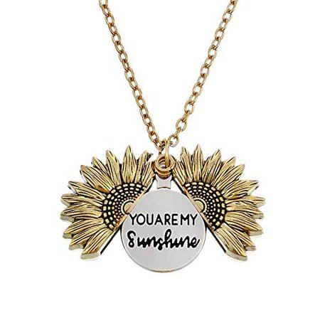 Amazon.com: You are My Sunshine Engraved Necklace Sunflower Locket Necklace: SUNSHINES STORES