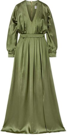 Silk-satin Gown - Army green