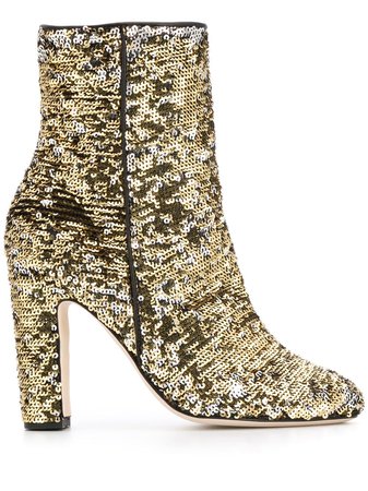 Gold Paris Texas Sequin-Embellished Ankle Boots | Farfetch.com