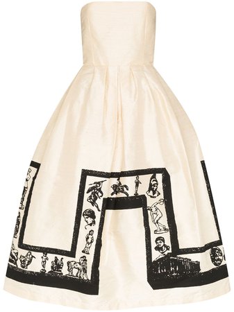 Ashley Williams Strapless Printed Midi Prom Dress - Farfetch