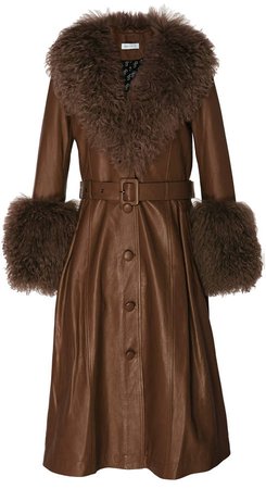 Foxy Shearling-Trimmed Leather Coat