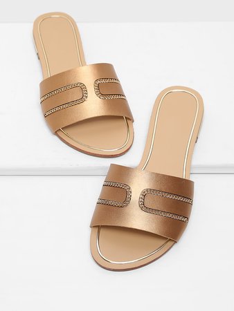 Chain Detail Flat Sandals
