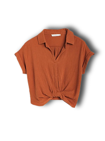 burned orange twisted crop top shirts