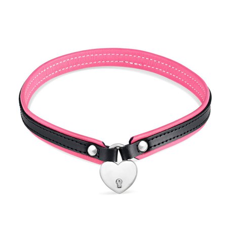 Leather Choker with Stainless Steel Heart Lock | Eternity