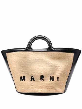 Shop Marni embroidered-logo tote bag with Express Delivery - FARFETCH