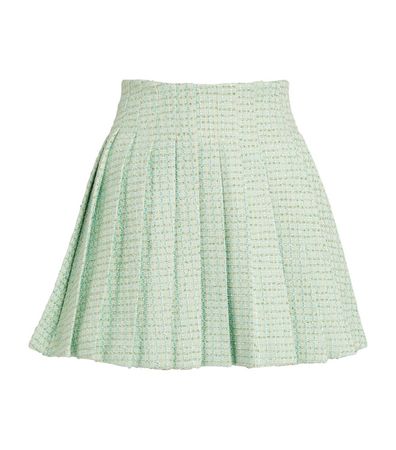 Self-Portrait Tweed Pleated Mini Skirt | Harrods US