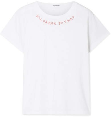 Boxy Goodie Goodie Embroidered Supima Cotton-jersey T-shirt - White