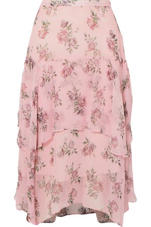 LoveShackFancy | Alex floral-print crinkled silk-chiffon midi skirt | NET-A-PORTER.COM