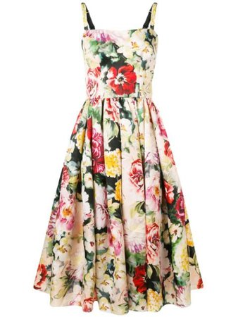 Shop pink Dolce & Gabbana floral print flared dress with Express Delivery - Farfetch