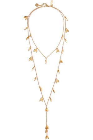 Oscar de la Renta | Dot Leaf gold-tone necklace | NET-A-PORTER.COM