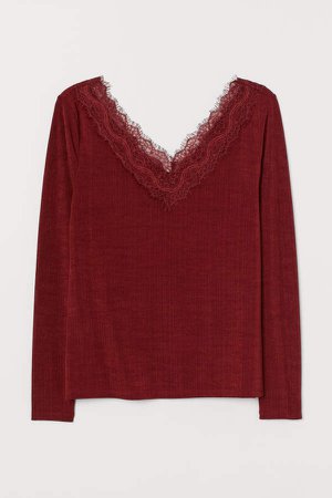 H&M+ Top with Lace Details - Red