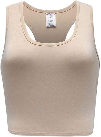 OThread & Co. Women's Basic Crop Tops Stretchy Casual Scoop Neck Racerback Sports Crop Tank Top at Amazon Women’s Clothing store