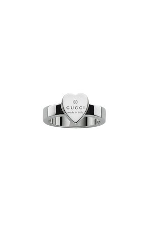 Gucci Trademark Thin Heart Ring in Sterling Silver | FWRD
