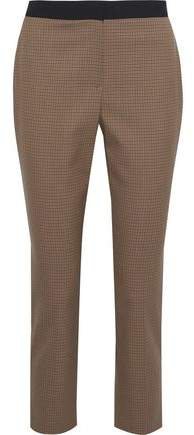 Cropped Houndstooth Twill Slim-leg Pants