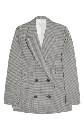 Topshop Mini Dogtooth Double Breasted Blazer grey