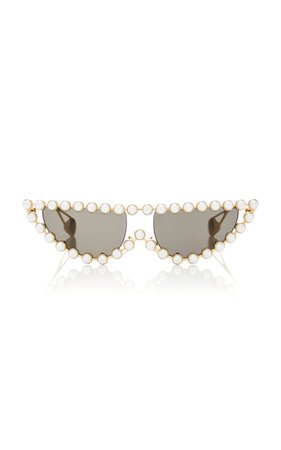 Faux Pearl-Embellished Cat-Eye Sunglasses by Gucci Sunglasses | Moda Operandi