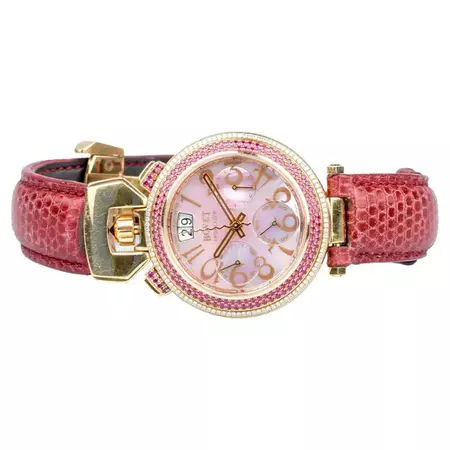 Bovet 18 carat pink gold watch - 2.14 carat pink sapphires - 0.48 carat diamonds For Sale at 1stDibs | robert bovet