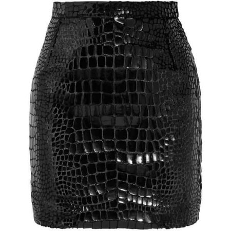 Saint Laurent Croc-effect faux leather and velvet mini skirt ($1,305)