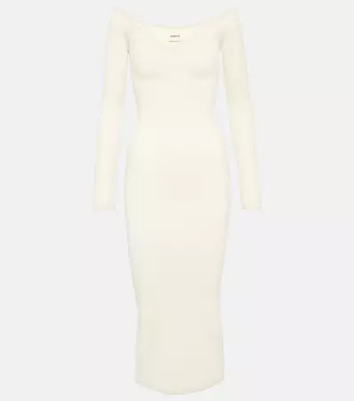 Pia Off Shoulder Midi Dress in White - Khaite | Mytheresa
