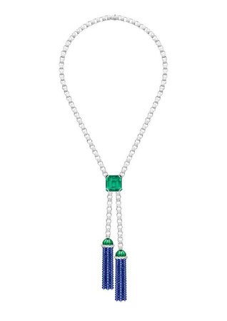 Piaget, Emerald, saphire & diamond tassel necklace