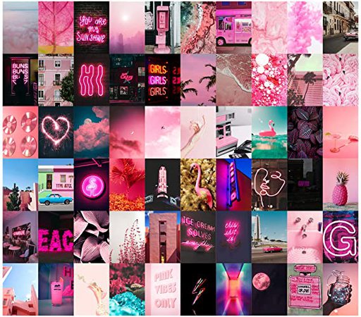 Amazon.com: Maddisonlane Pink Aesthetic Wall Collage Kit - 4 x 6 Pictures of Room Decor For Teen Girls- Cool Posters For Room - Cute Room Decor Aesthetic- Photo Wall Collage Kit Neon Pink: Posters & Prints