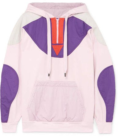Nansel Paneled Cotton-blend Jersey And Twill Hoodie - Pink