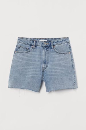 Denim shorts High Waist - Light denim blue - Ladies | H&M GB