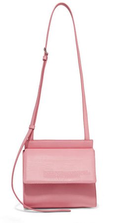 Embossed Leather Shoulder Bag - Pastel pink