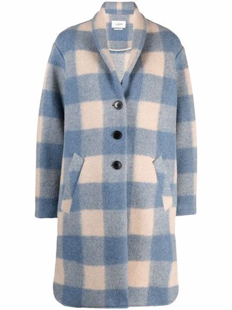 Shop Isabel Marant Étoile plaid felt coat with Express Delivery - FARFETCH