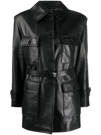 Black Desa 1972 belted leather jacket - Farfetch