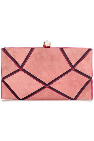 Paneled suede clutch