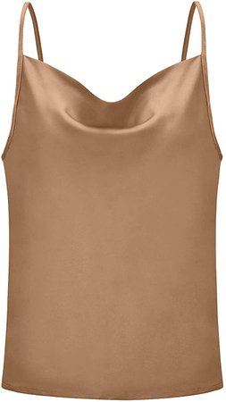 Miqieer Basic Women's Silk Tank Top Ladies V-Neck Camisole Silky Loose Sleeveless Blouse Satin Tank Shirt(Leopard, L) at Amazon Women’s Clothing store