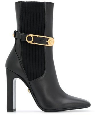 Versace square toe high-heeled boots