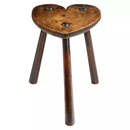 Stool Fruitwood Treen Heart Love Minature Folk Vernacular Commemorative Child's For Sale at 1stDibs | heart stool