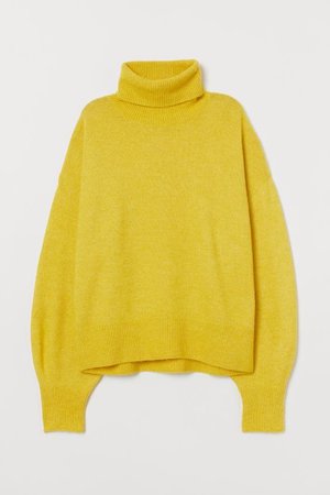 Fine-Knit Turtleneck Sweater - Yellow | H&M