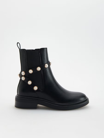 Reserved Black Boots with Pearls
