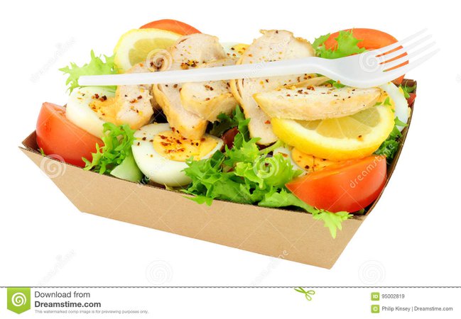 Chicken And Egg Salad In A Cardboard Take Away Tray Stock Image - Image of lunch, food: 95002819