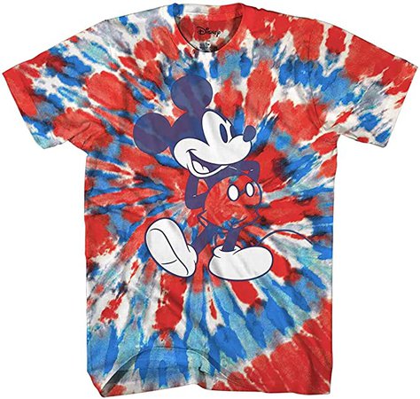 Amazon.com: Mickey Mouse Classic Shmile Tie Dye Vintage Disneyland World Mens Adult Graphic Tee T-Shirt Apparel (Red Blue Tie Dye, Large): Clothing