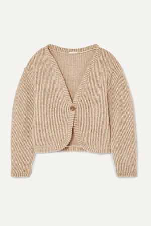 Taupe + NET SUSTAIN ribbed wool-blend cardigan | aaizél | NET-A-PORTER