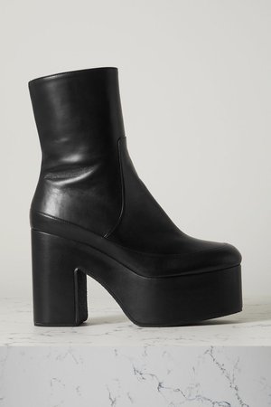 Black Leather platform ankle boots | Dries Van Noten | NET-A-PORTER