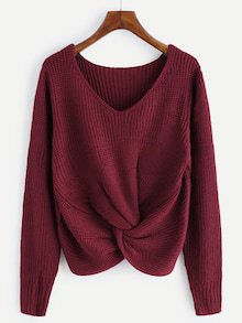 Red Twist Front Sweater