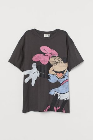 Oversized Printed T-shirt - Dark gray/Minnie Mouse - | H&M US