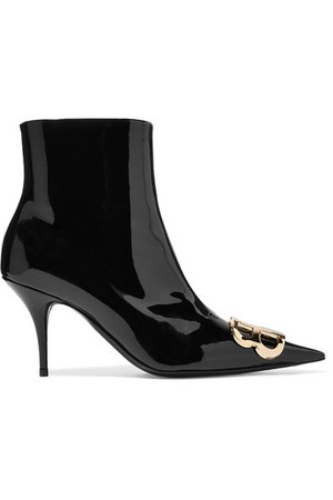 Balenciaga | Knife logo-embellished patent-leather ankle boots | NET-A-PORTER.COM