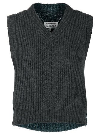 Shop blue Maison Margiela two-tone sweater vest with Express Delivery - Farfetch