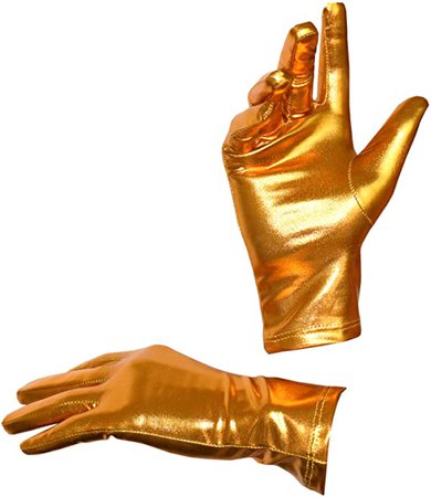 Seeksmile Costume Shiny Metallic Gloves Gold