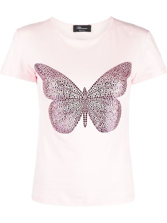 Blumarine Butterfly crew-neck T-shirt - Farfetch