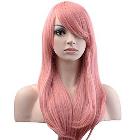YOPO 28" Wig Long Big Wavy Hair Women Cosplay Party Costume Wig(Pink)