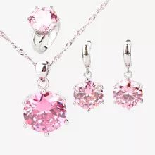 Round pink zirconia 925 Sterling Silver jewelry sets women earrings with stones pendants and necklaces rings set jewelry box-in Jewelry & Accessories from Jewelry & Accessories on Aliexpress.com | Alibaba Group
