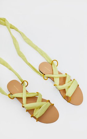 Lime Ghillie Lace Up Sandals | Shoes | PrettyLittleThing USA