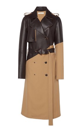 Belted Dual Wool and Leather Trench Coat by Bottega Veneta | Moda Operandi